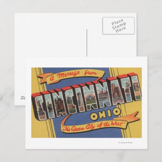 Cincinnati, Ohio - Grote letterscènes Briefkaart (Voorkant / Achterkant)