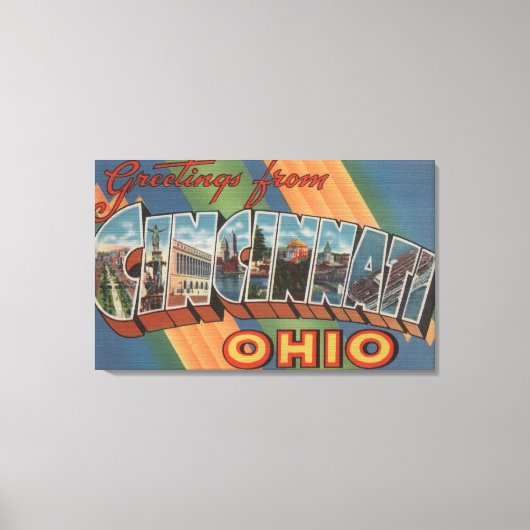 Cincinnati, Ohio - Grote letterscènes Canvas Afdruk (Voorkant)