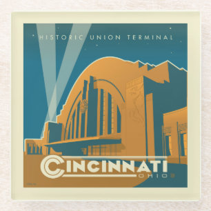 Cincinnati, Ohio   Historische Unieterminal Glazen Onderzetter
