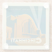 Cincinnati, Ohio | Historische Unieterminal Glazen Onderzetter (Achterkant)