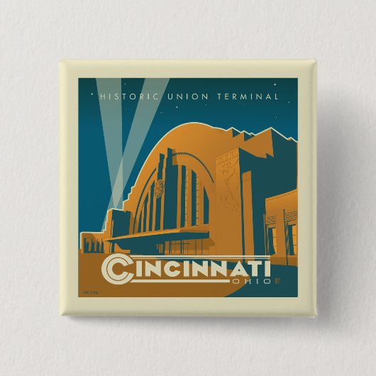 Cincinnati, Ohio | Historische Unieterminal Vierkante Button 5,1 Cm (Voorkant)