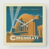 Cincinnati, Ohio | Historische Unieterminal Vierkante Klok (Voorkant)