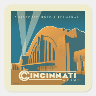 Cincinnati, Ohio   Historische Unieterminal Vierkante Sticker