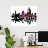 Cincinnati, Ohio in graffiti Poster (Thuiskantoor)