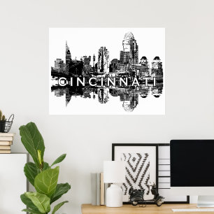 Cincinnati, Ohio in zwart en wit Poster