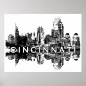Cincinnati, Ohio in zwart en wit Poster (Voorkant)