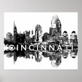 Cincinnati, Ohio in zwart-wit Poster (Voorkant)