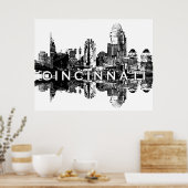 Cincinnati, Ohio in zwart-wit Poster (Keuken)