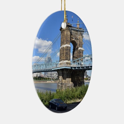 Cincinnati Ohio Keepsake Souvenir Kerstmis Keramisch Ornament (Rechts)