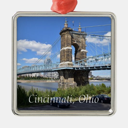 Cincinnati Ohio Keepsake Souvenir Kerstmis Metalen Ornament (Voorkant)