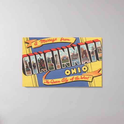 Cincinnati, Ohio - Large Letter Scenes 2 Canvas Afdruk (Voorkant)