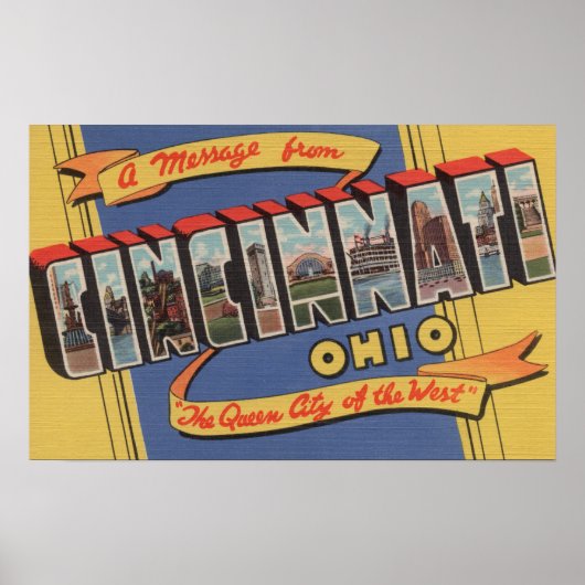 Cincinnati, Ohio - Large Letter Scenes 2 Poster (Voorkant)