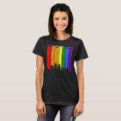 Cincinnati Ohio LGBTQ Gay Pride Rainbow Skyline T-shirt (Voorkant volledig)