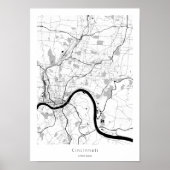 Cincinnati Ohio Modern Simple Map Poster (Voorkant)