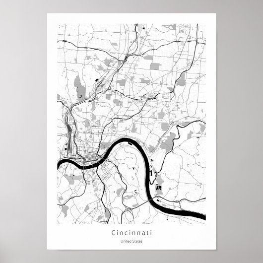 Cincinnati Ohio Modern Simple Map Poster (Voorkant)