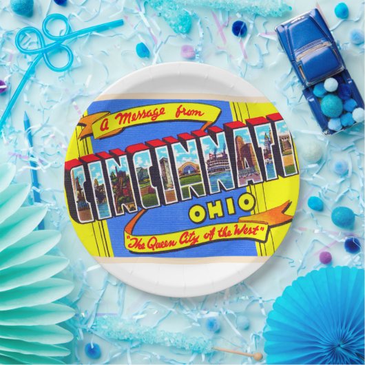 Cincinnati Ohio OH  groot Briefkaart Papieren Bordje (Feest)