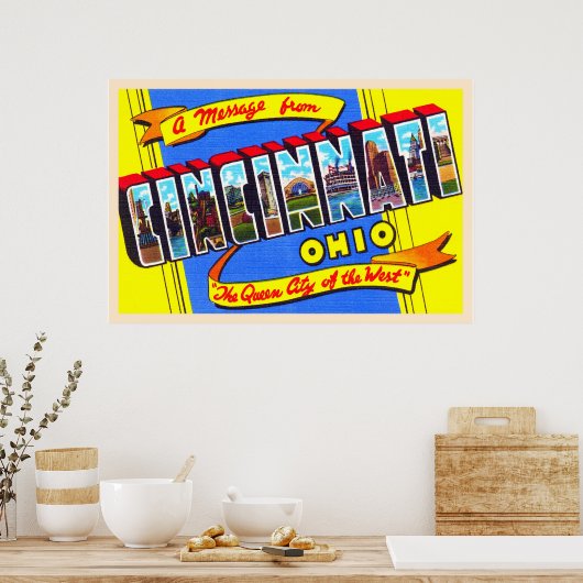 Cincinnati Ohio OH  groot Briefkaart Poster (Keuken)