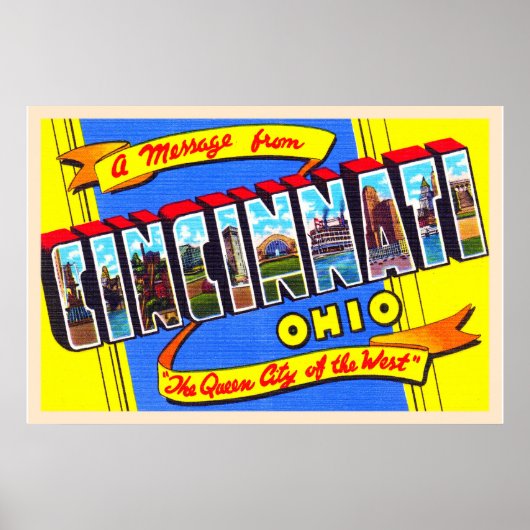 Cincinnati Ohio OH  groot Briefkaart Poster (Voorkant)