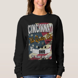 Cincinnati Ohio Oh verbijsterde Amerikaanse vlagge Trui