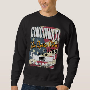 Cincinnati Ohio Oh verbijsterde Amerikaanse vlagge Trui