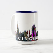 Cincinnati, Ohio op graffiti Tweekleurige Koffiemok (Voorkant links)