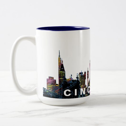 Cincinnati, Ohio op graffiti Tweekleurige Koffiemok (Links)