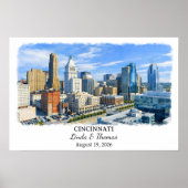 Cincinnati Ohio Poster, Aquarel, Op Maat Poster (Voorkant)