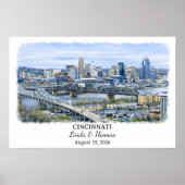 Cincinnati Ohio Poster, Aquarel, Op Maat Poster (Voorkant)