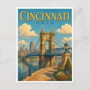 Cincinnati Ohio Roebling Bridge GeoSaga Briefkaart