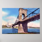 Cincinnati Ohio Roebling Suspension Bridge Poster (Voorkant)