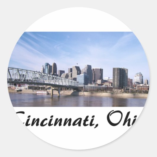 Cincinnati Ohio Ronde Sticker (Voorkant)