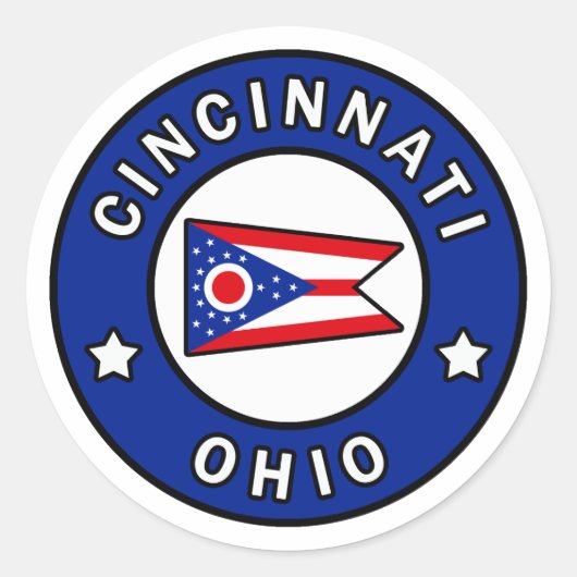 Cincinnati Ohio Ronde Sticker (Voorkant)