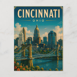🌉 Cincinnati Ohio Silhouette En Rivierfront Briefkaart