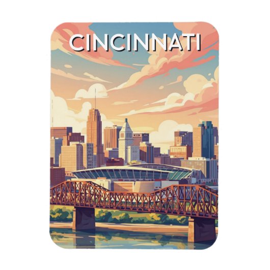 Cincinnati Ohio Silhouette Reis Magneet (Verticaal)