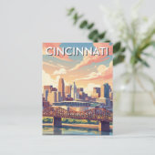 Cincinnati Ohio Silhouette Reisgids Briefkaart (Staand voorkant)