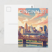 Cincinnati Ohio Silhouette Reisgids Briefkaart (Voorkant / Achterkant)