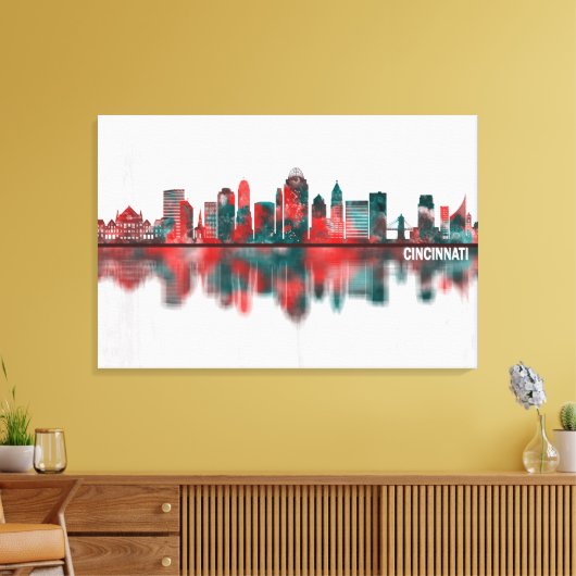 Cincinnati Ohio Skyline Canvas Afdruk (Insitu (Woonkamer))