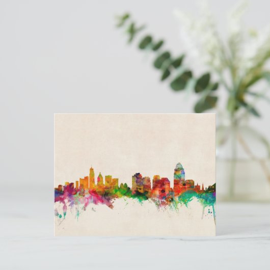 Cincinnati Ohio Skyline Cityscape Briefkaart (Staand voorkant)