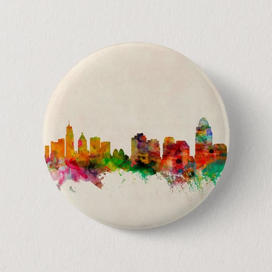 Cincinnati Ohio Skyline Cityscape Ronde Button 5,7 Cm (Voorkant)