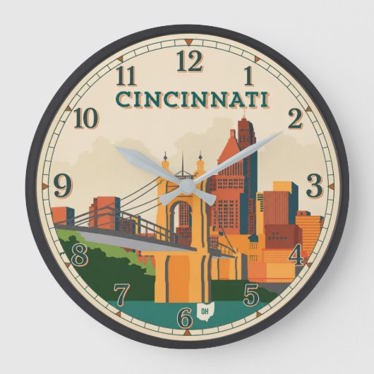 Cincinnati Ohio Skyline Grote Klok (Voorkant)