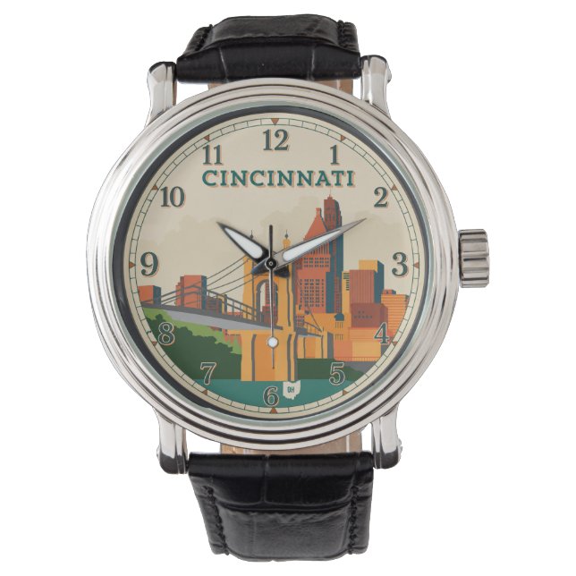 Cincinnati Ohio Skyline  Horloge (Voorkant)