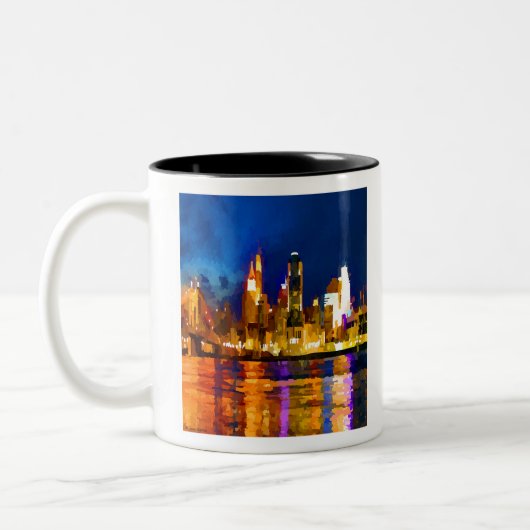 Cincinnati Ohio Skyline in Night Tweekleurige Koffiemok (Links)