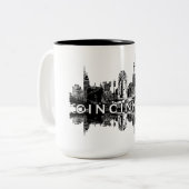 Cincinnati, Ohio skyline in zwart Tweekleurige Koffiemok (Voorkant links)