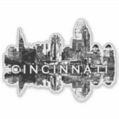 Cincinnati, Ohio skyline in zwarte inkt Sticker (Voorkant)