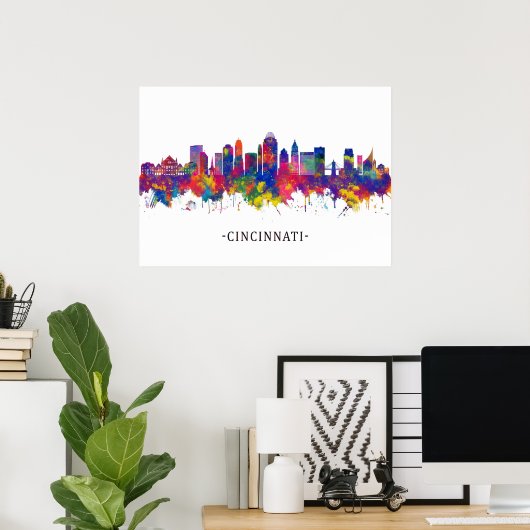 Cincinnati Ohio Skyline Poster (Thuiskantoor)