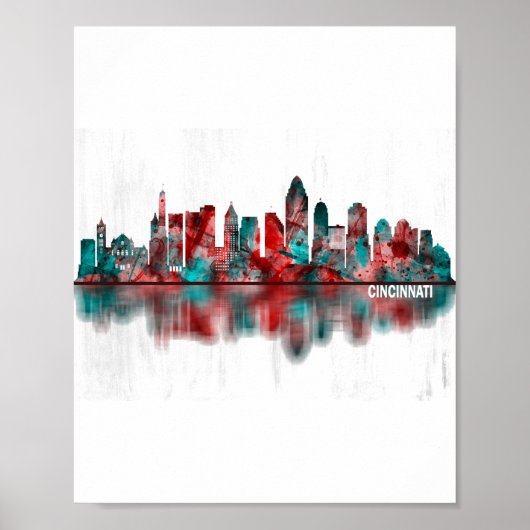 Cincinnati Ohio Skyline Poster (Voorkant)