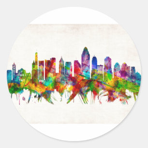 Cincinnati Ohio Skyline Ronde Sticker