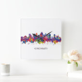 Cincinnati Ohio Skyline Vierkante Klok (Huis)