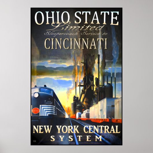 Cincinnati Ohio State Limited New York Central Poster (Voorkant)