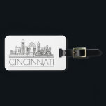 Cincinnati, Ohio Stylized Skyline Bagagelabel<br><div class="desc">Een uniek bagagelabel dat de prachtige stad Cincinnati in Ohio vertegenwoordigt. Dit label bevat een gestileerde illustratie van de unieke skyline van de stad met de naam eronder.</div>